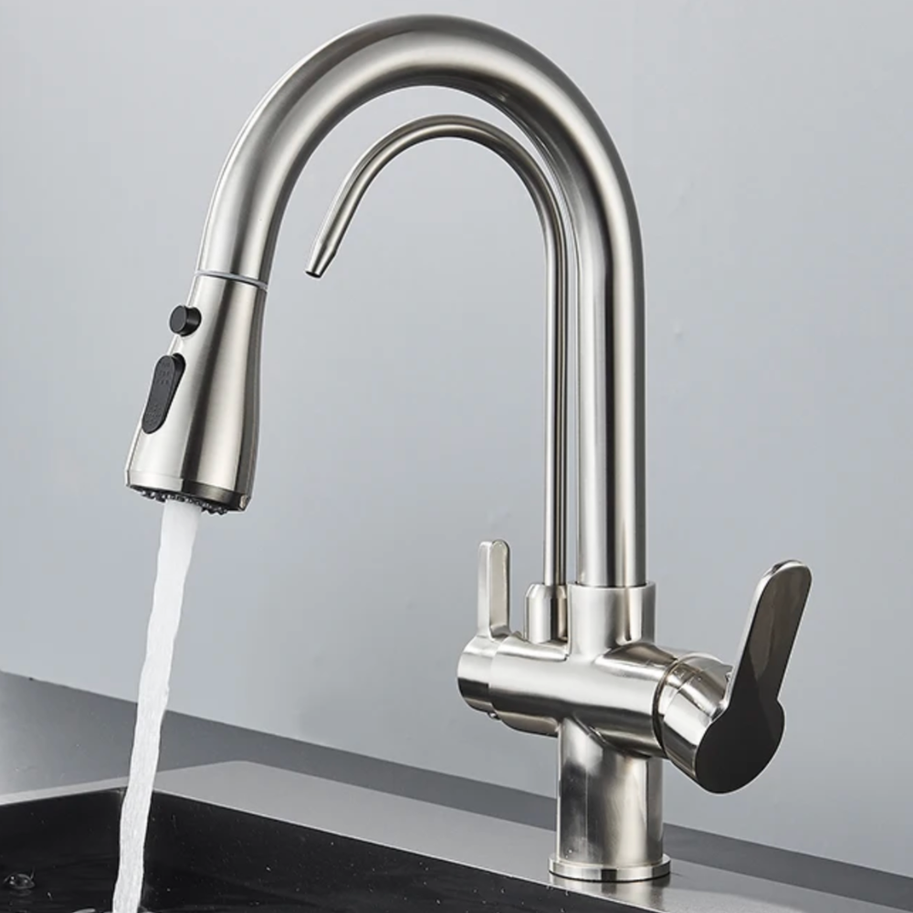 Robinet de Cuisine 3 Voies – Eau Filtrée & Douchette Extractible Haute Pression
