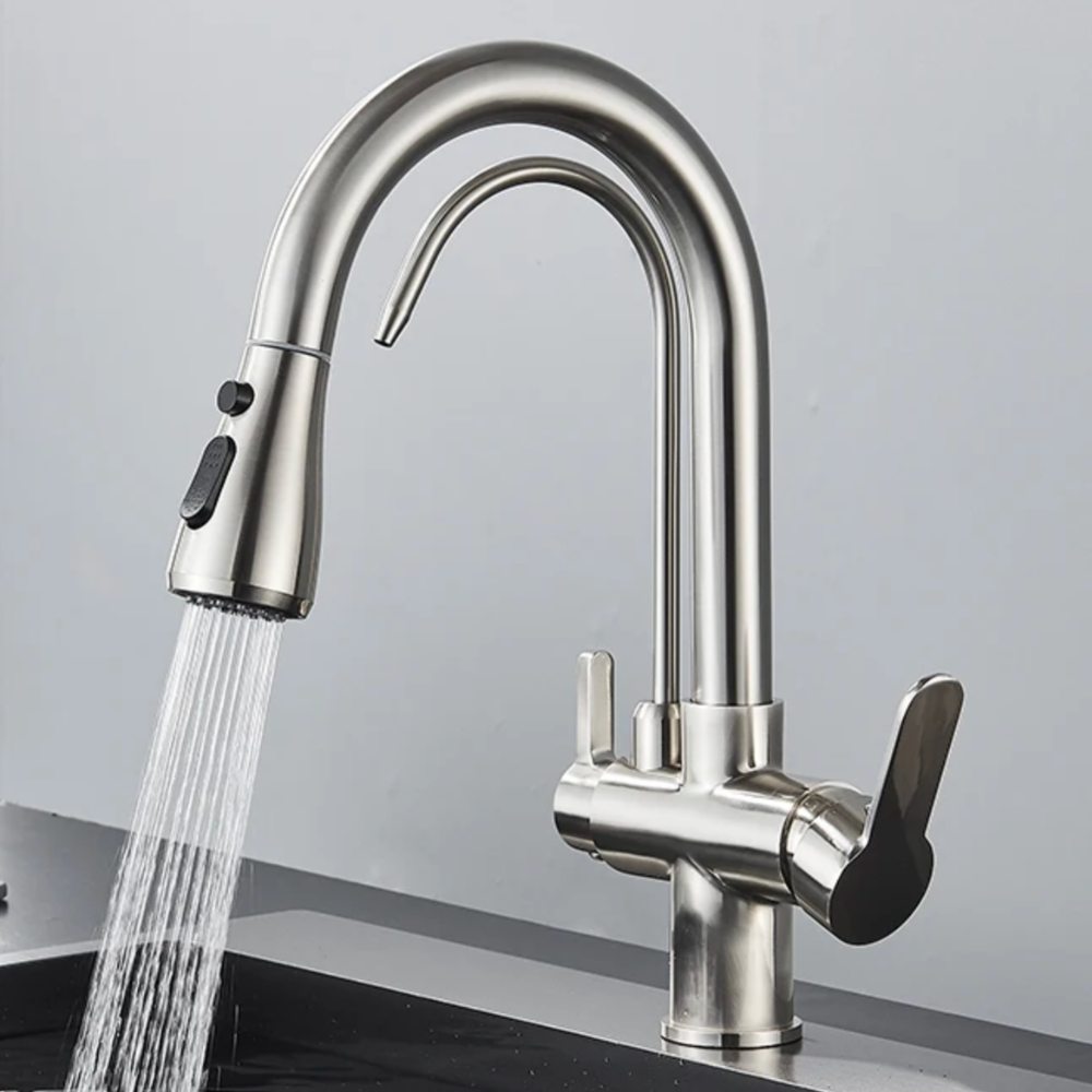 Robinet de Cuisine 3 Voies – Eau Filtrée & Douchette Extractible Haute Pression