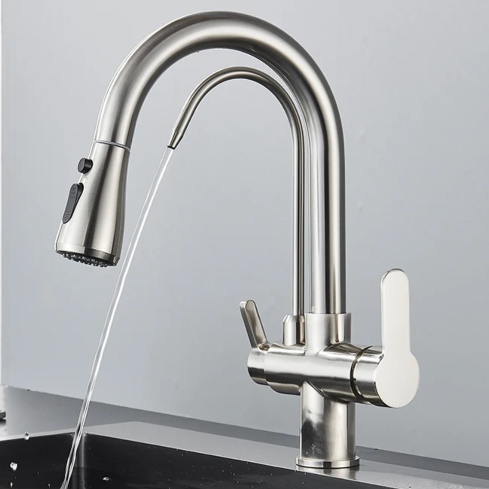 Robinet de Cuisine 3 Voies – Eau Filtrée & Douchette Extractible Haute Pression