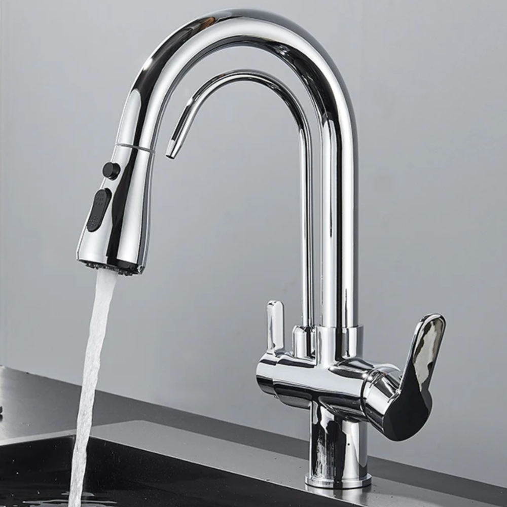 Robinet de Cuisine 3 Voies – Eau Filtrée & Douchette Extractible Haute Pression