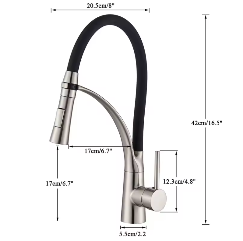 Robinet de cuisine col flexible – Jet extractible