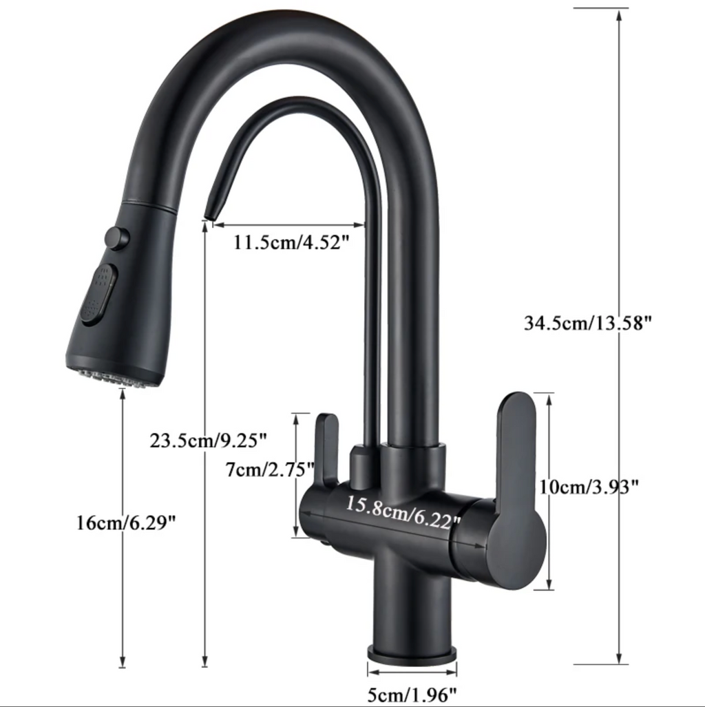 Robinet de Cuisine 3 Voies – Eau Filtrée & Douchette Extractible Haute Pression