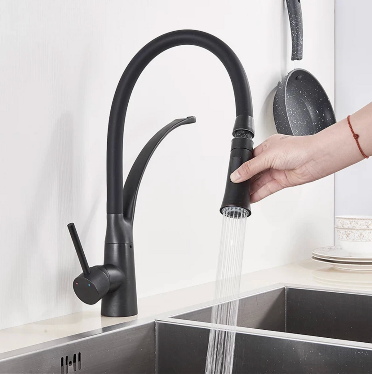 Robinet de cuisine col flexible – Jet extractible