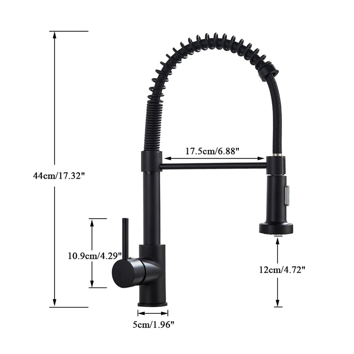 Robinet de cuisine à ressort – Douchette extractible & col flexible