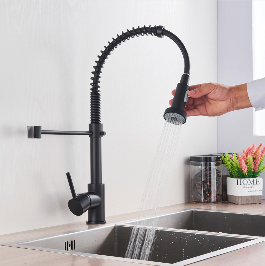 Robinet de cuisine à ressort – Douchette extractible & col flexible