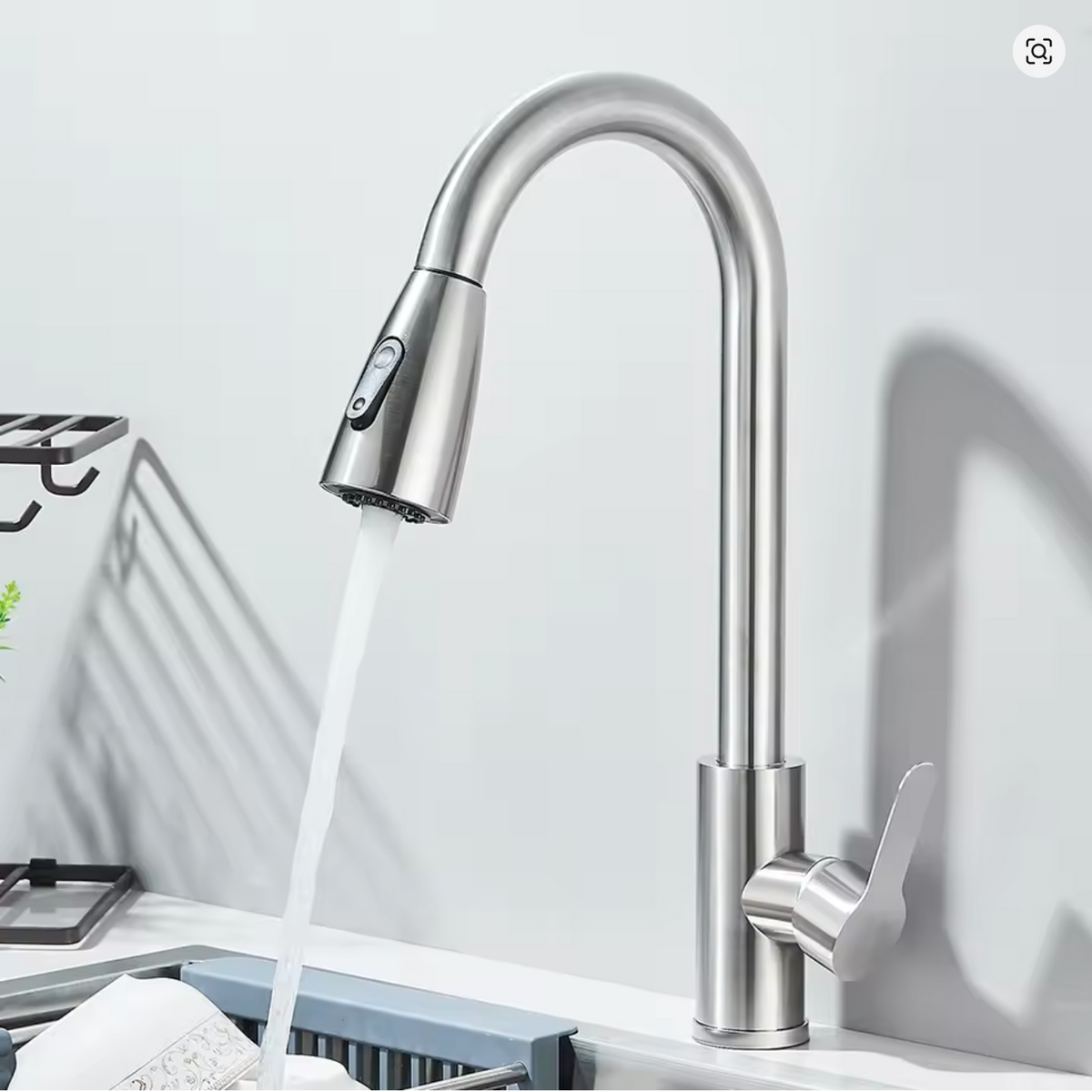 Robinet de Cuisine à Douchette Extractible – Bec Pivotant 360° – 2 Modes de Jet