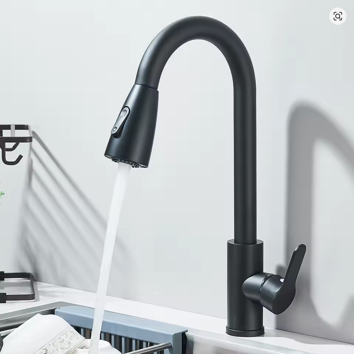 Robinet de Cuisine à Douchette Extractible – Bec Pivotant 360° – 2 Modes de Jet