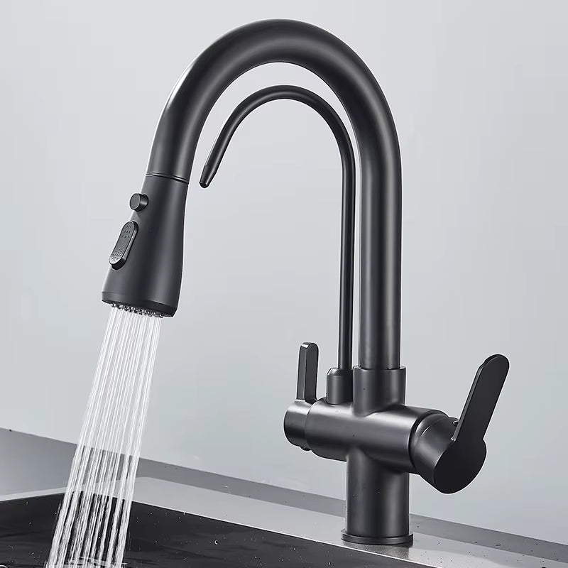 Robinet de Cuisine 3 Voies – Eau Filtrée & Douchette Extractible Haute Pression - Fluens