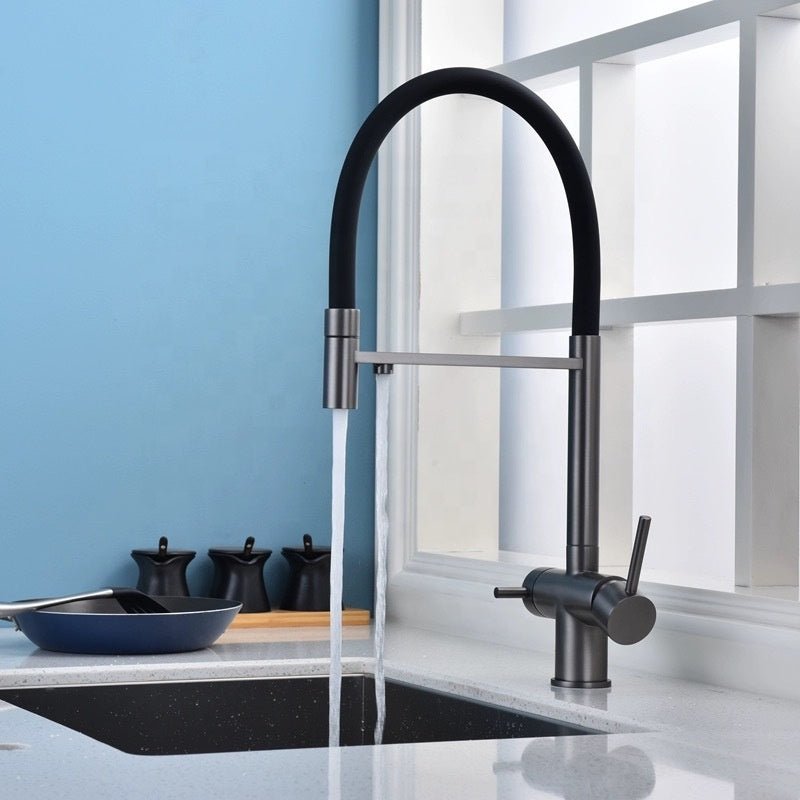 Robinet de Cuisine Mitigeur 3 Voies – Bec Haut avec Double Sortie (Eau Filtrée + Chaud/Froid) - Fluens